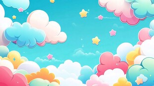 梦幻彩云与闪烁星星背景