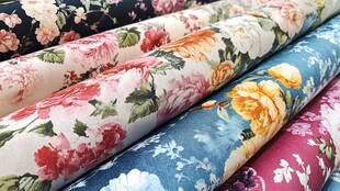 多彩花卉印花布料展示