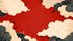 中式红底祥云古风背景图
