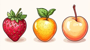 三种可爱水果插画