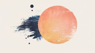 水墨风格圆形抽象艺术画