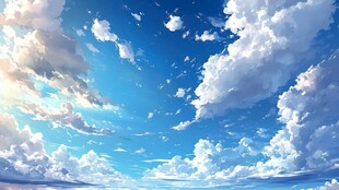 梦幻蓝天与蓬松云朵