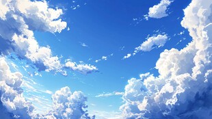 梦幻蓝天与蓬松云朵