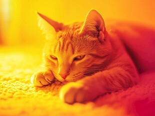 慵懒橘猫沐浴温暖阳光