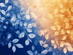 蓝黄渐变叶影梦幻背景图