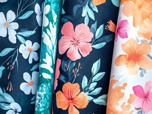 多彩花卉图案布料展示