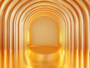 金色拱形通道 未来感空间