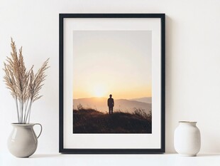 夕阳下的独行者艺术挂画