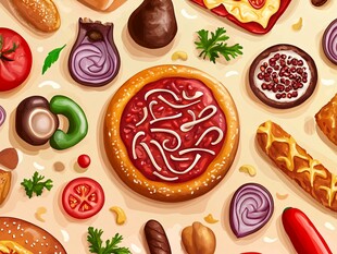 美味披萨与多样食材