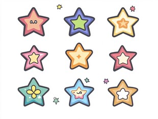 可爱多彩星星插画集合