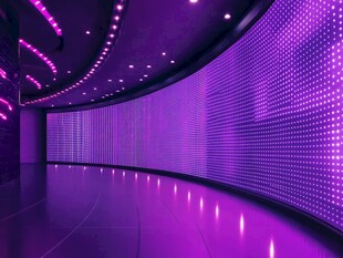 紫色梦幻弧形LED显示屏空间