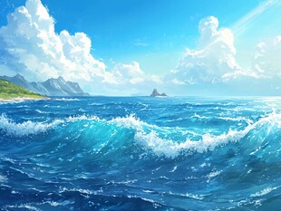 碧海蓝天间的壮阔海洋风光