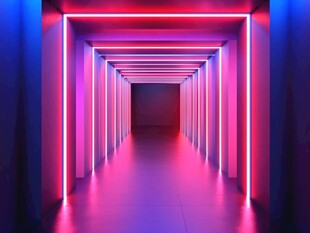 霓虹光影隧道科幻感空间