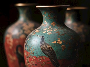 精美花鸟纹复古陶瓷花瓶