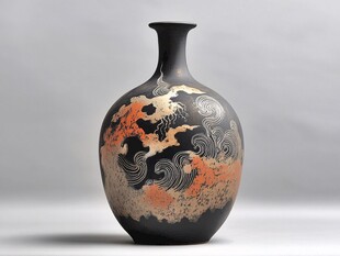 中式绘纹陶瓷花瓶