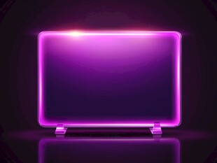 紫色霓虹边框的发光屏幕