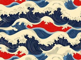 日式海浪图案背景纹理