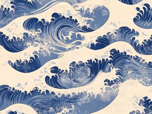 日式海浪图案纹理背景