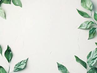 绿叶装饰的简约空白背景