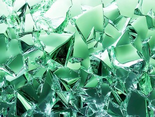 翠绿碎裂玻璃纹理特写