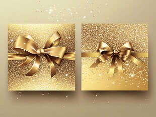 金色闪亮礼盒与蝴蝶结