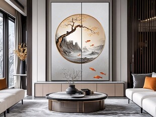 中式客厅的诗意山水挂画