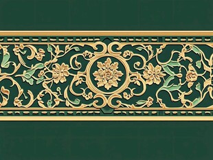 中式古典花卉边框装饰图案