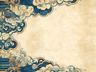 古风海浪云纹复古背景图