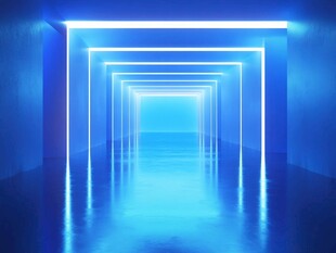 蓝色霓虹光影未来感通道