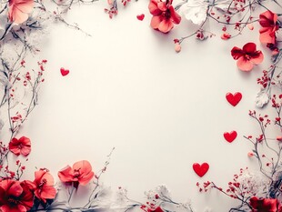 浪漫花卉爱心边框背景图