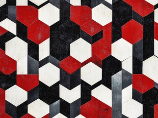 红黑白几何图案瓷砖背景