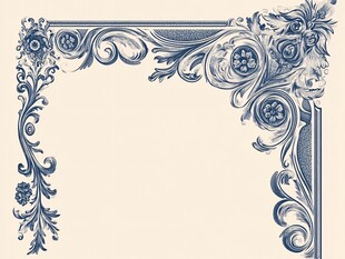 复古蓝花纹精致装饰角