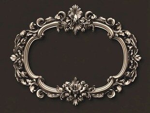复古银质雕花椭圆装饰框