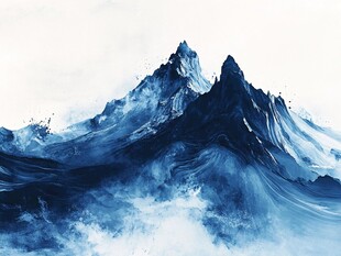 水墨风格巍峨高山图景