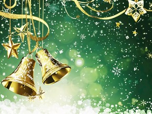 金色圣诞铃铛节日背景图