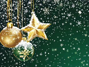 圣诞金饰雪景装饰图