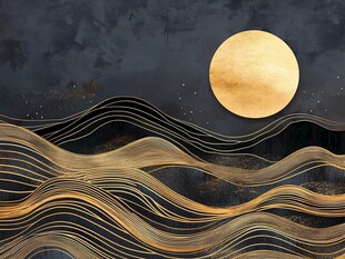 月夜金波抽象艺术图景