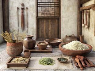 中式传统食材与古朴器皿