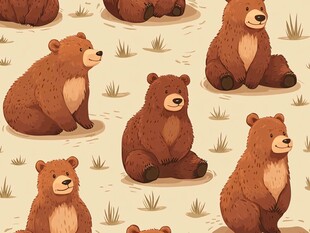 可爱棕熊无缝图案设计