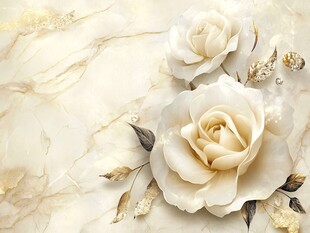 优雅白玫瑰大理石装饰画