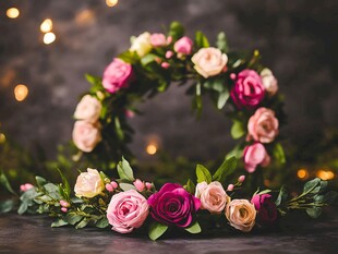 浪漫花卉花环装饰摆件