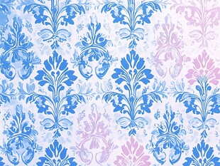 蓝粉花卉复古风壁纸图案