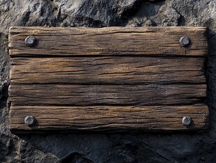 老旧木板固定于石墙之上