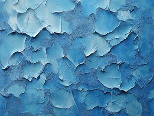 蓝色剥落墙面纹理特写