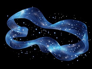 梦幻蓝色星光飘带元素