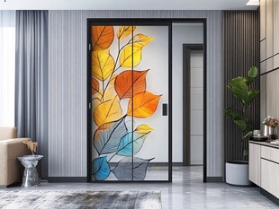 秋叶装饰玻璃门 尽显雅致