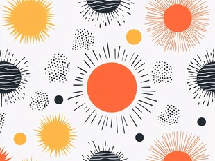 多彩太阳图案无缝背景