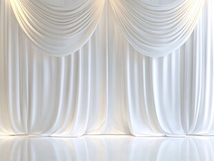 优雅白色垂坠舞台幕布