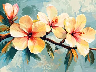 黄色木槿花枝头绽放