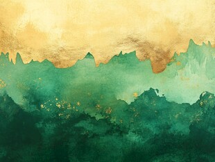 金色绿境抽象山水背景图
